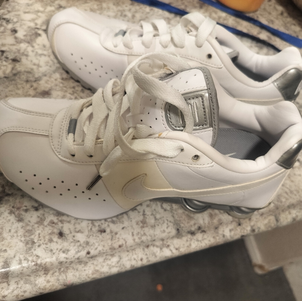 Nike White and Silver Athletic Shoes